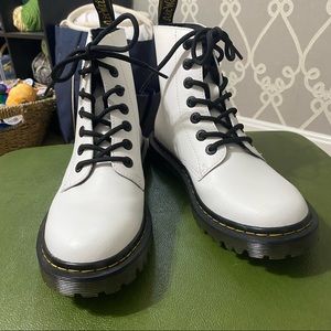 White Dr. Marten lace up boots
